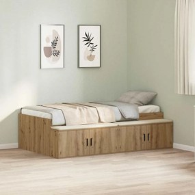 vidaXL Estrutura de Cama de Armazenamento Carvalho Artesanal 90x190 cm