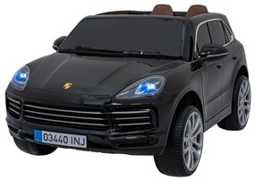 Carro elétrico para Crianças 12V Porsche Cayenne S Rodas de EVA, Assento de couro Preto Pintado