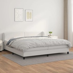 vidaXL Cama com molas/colchão 200x200 cm couro artificial branco