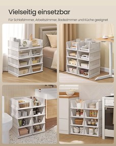 Conjunto 8 x cestos de arrumação com cestos extraíveis 43 x 33 x 18,5 cm (P x L x A) por cesto branco