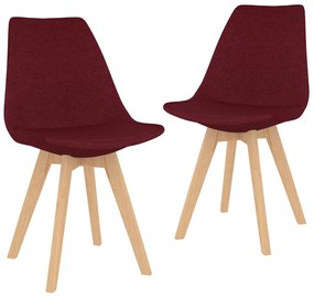 vidaXL Cadeiras de jantar 2 pcs tecido vermelho tinto