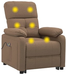 Poltrona de massagens elétrica reclinável tecido castanho