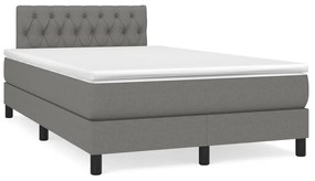 vidaXL Cama boxspring com colchão 120x190 cm tecido cinzento-escuro