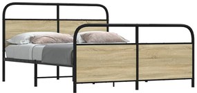 Estrutura de cama sem colchão 160x200cm metal carvalho sonoma