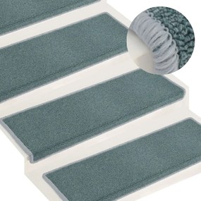 vidaXL Tapete/carpete para degraus 15 pcs 65x21x4 cm azul