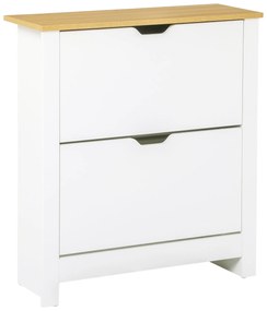 HOMCOM Sapateira Branca Estreita Armário para Sapatos com 2 Gavetas Basculantes para 12 Pares de Sapatos 72x26x80 cm Branco | Aosom Portugal