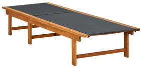 Espreguiçadeira com mesa madeira de acácia maciça e textilene