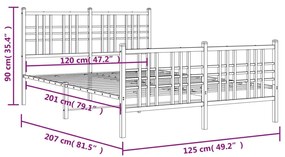 Estrutura de cama com cabeceira e pés 120x200 cm metal branco