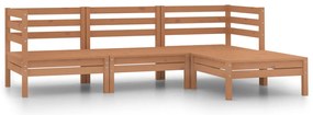 4 pcs conjunto lounge de jardim pinho maciço castanho mel
