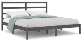 Estrutura de cama super king 180x200 cm madeira maciça cinzento