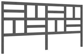 Estrutura de cama com cabeceira 200x200 cm madeira maciça cinza