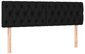 Cabeceira de cama c/ luzes LED tecido 144x7x78/88 cm preto