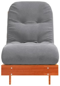 Sofá-cama futon c/ colchão madeira de pinho maciça castanho-mel