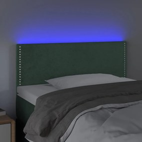 Cabeceira de cama c/ luzes LED veludo 80x5x78/88cm verde-escuro