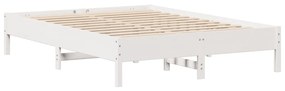 Cama sem colchão 140x200 cm madeira de pinho maciça branco