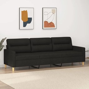 vidaXL Sofá de 3 lugares tecido 210 cm preto