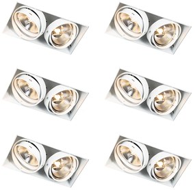 Conjunto de 6 focos embutidos brancos GU10 AR111 sem aro 2-luzes - Oneon