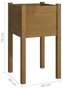 Vasos/floreiras jardim 2pcs 40x40x70cm pinho maciço cast. mel