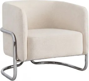 Poltrona Estofada E Em Ferro Zantria Chenille Bege Creme - Sklum