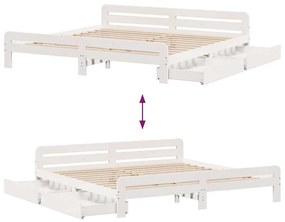 Cama sem colchão 200x200 cm madeira de pinho maciça branco