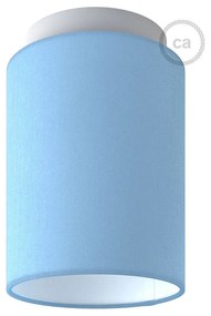 Fermaluce Pastel with Cylinder Lampshade, Ø 15cm h18cm, metal wall or ceiling flush light - Branco - Heavenly Blue Canvas / Não