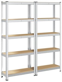 Prateleiras de armazenamento de 5 camadas 2 pcs aço prateado