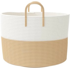 Cesto de arrumação Ø51x33 cm algodão bege e branco