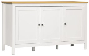 Aparador Sala de Estar com 3 Portas e Prateleiras Ajustáveis Estilo Moderno 120x40x70 cm Branco e Madeira