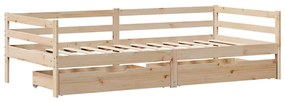 Sofá-cama com gavetas 80x200 cm madeira de pinho maciça