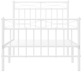 Estrutura de cama com cabeceira e pés 90x200 cm metal branco