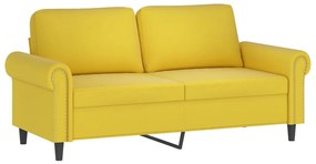 3 pcs conjunto de sofás com almofadões veludo amarelo