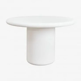 Mesa De Jantar Redonda Em Cimento Namara Branco & Ø120 Cm - Sklum