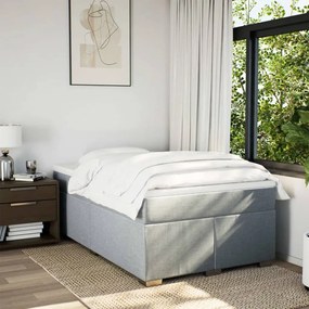 Cama boxspring com colchão 120x190 cm tecido cinzento-claro