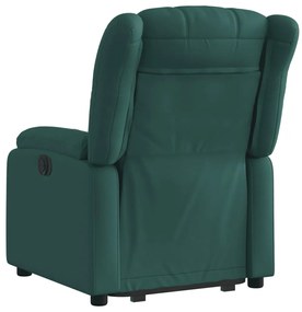 Poltrona reclinável elevatória tecido verde-escuro