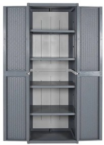 Armário de arrumação para jardim 65x45x172 cm vime PP cinzento