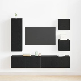 Conjunto de Armário de TV vidaXL 6 Peças Carvalho Preto Madeira Deriva