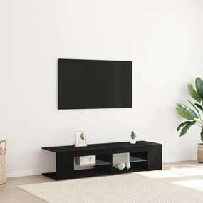 Estante de TV vidaXL com Luzes LED em Carvalho Preto 135x39x30cm em Ma