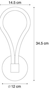 Candeeiro de Parede Moderno Preto com LED e Dimmer de 3 Níveis - Keri Moderno
