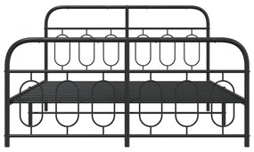 Estrutura de cama com cabeceira e pés 150x200 cm metal preto