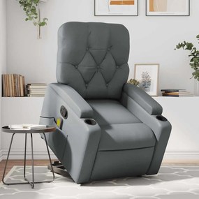 Poltrona massagens reclinável elevatória couro artif. cinzento