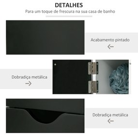 kleankin Armário Casa de Banho com 2 Portas e 2 Prateleiras Abertas Coluna Auxiliar para Casa de Banho Sala de Estar Dormitório Estilo Moderno 15,2x29,8x118cm Branco e Preto