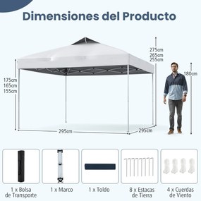 Tenda dobrável 295 x 295 cm para jardim, feiras, eventos com bolsa de transporte teto ventilado branca