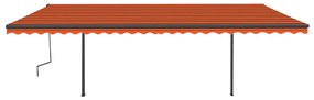 Toldo retrátil automático com postes 6x3,5 m laranja e castanho