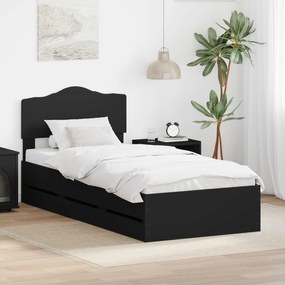 vidaXL Estrutura da Cama Preto 90 x 200 cm Madeira de Engenharia