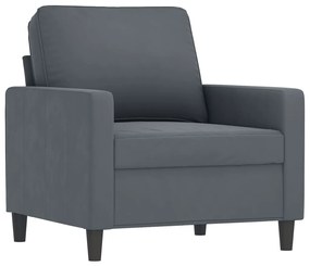4 pcs conjunto de sofás com almofadas veludo cinzento-escuro