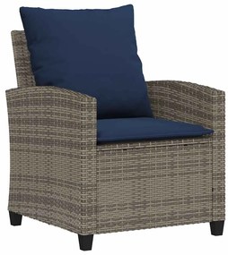 4 pcs conjunto sofás de jardim c/ almofadões vime PE cinzento