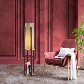 Candeeiro de Pé 7130 – Preto e Dourado – 25 x 25 x 130 cm
