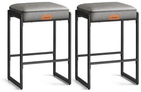 Coleção VASAGLE EKHO - Conjunto de 2 bancos de bar, bancos de bar altos, couro sintético com costura, bancos de bar modernos de meados do século, 66 cm de altura, cozinha, casa, bar, sala de jantar