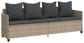 5 pcs conj. sofás jardim c/ almofadões vime PE cinzento-claro