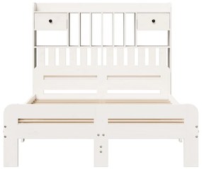 Cama com estante sem colchão 135x190 cm pinho maciço branco